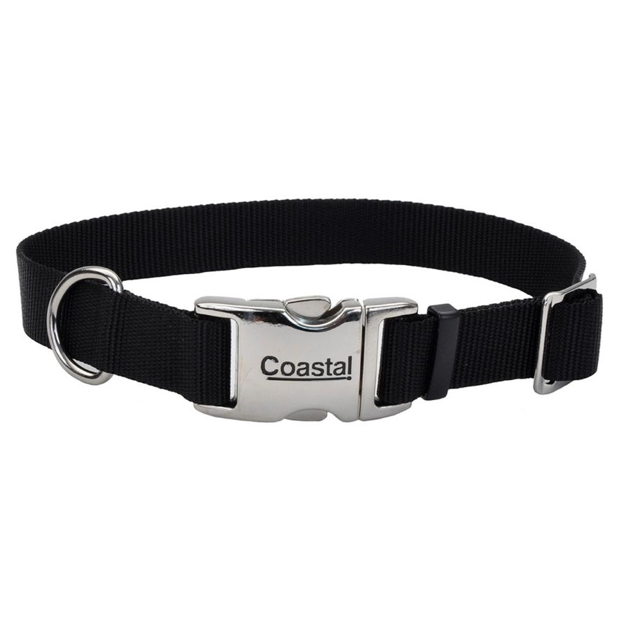 Collar adjustable dog with metal buckle, black, , large image number null